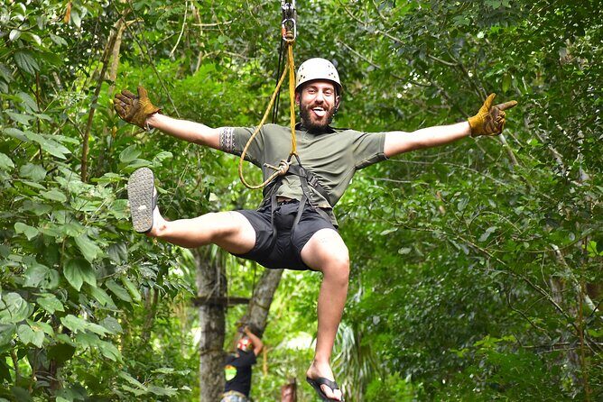Cancun ATV Jungle Adventure, Ziplines, Cenote and Tequila Tasting - Three Zipline Flights Over the Jungle Canopy