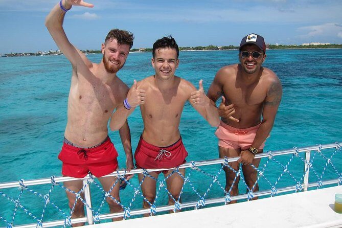 Catamaran Tour to Isla Mujeres all Included - The big onboard moment: jumping from the second level