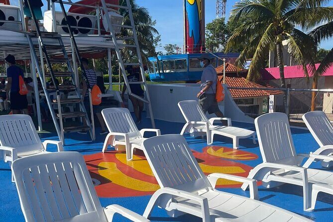 Dancer Cruise Isla Mujeres Snorkel Food and Drinks Included - Slide, trampoline, and jump-platform fun (weather permitting)