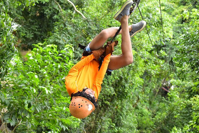 From Playa del Carmen ATV Adventure with Ziplines, Cenote - Cenote swim and jumping platform: the highlight moment