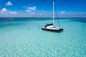 Puerto Morelos Secret Sandbar Catamaran Sail - The Secret Sandbar anchor stop: why non-swimmers feel included